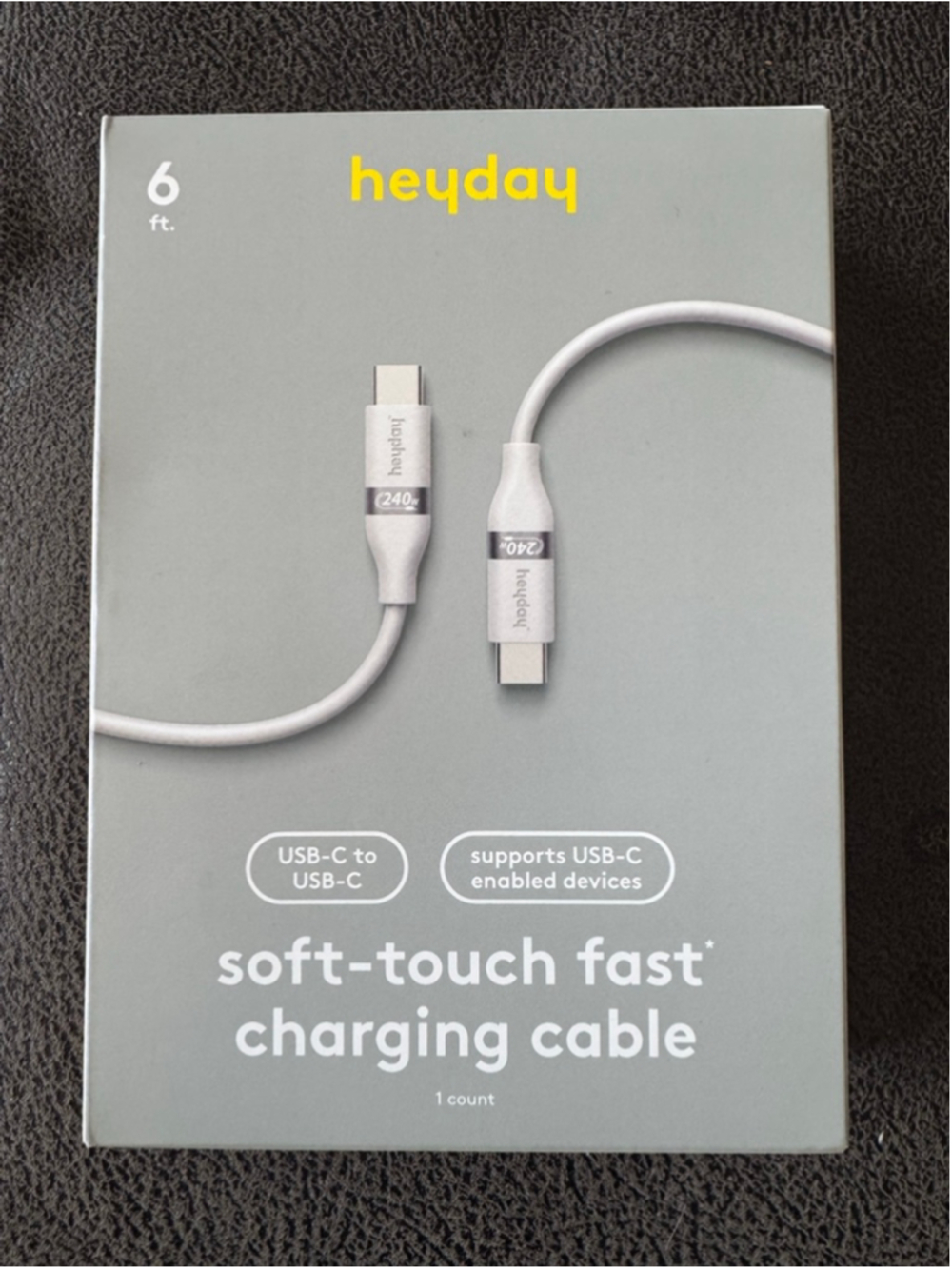 heyday White USB-C to USB-C 6 foot Fast Charging Cable - new in box